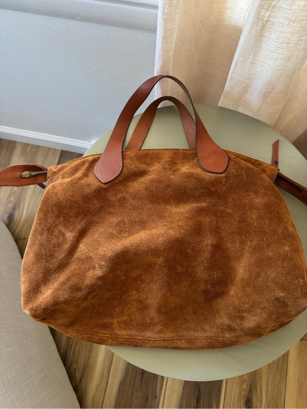 Brown Suede "Charlie" Tote Bag - Picture 8 of 12